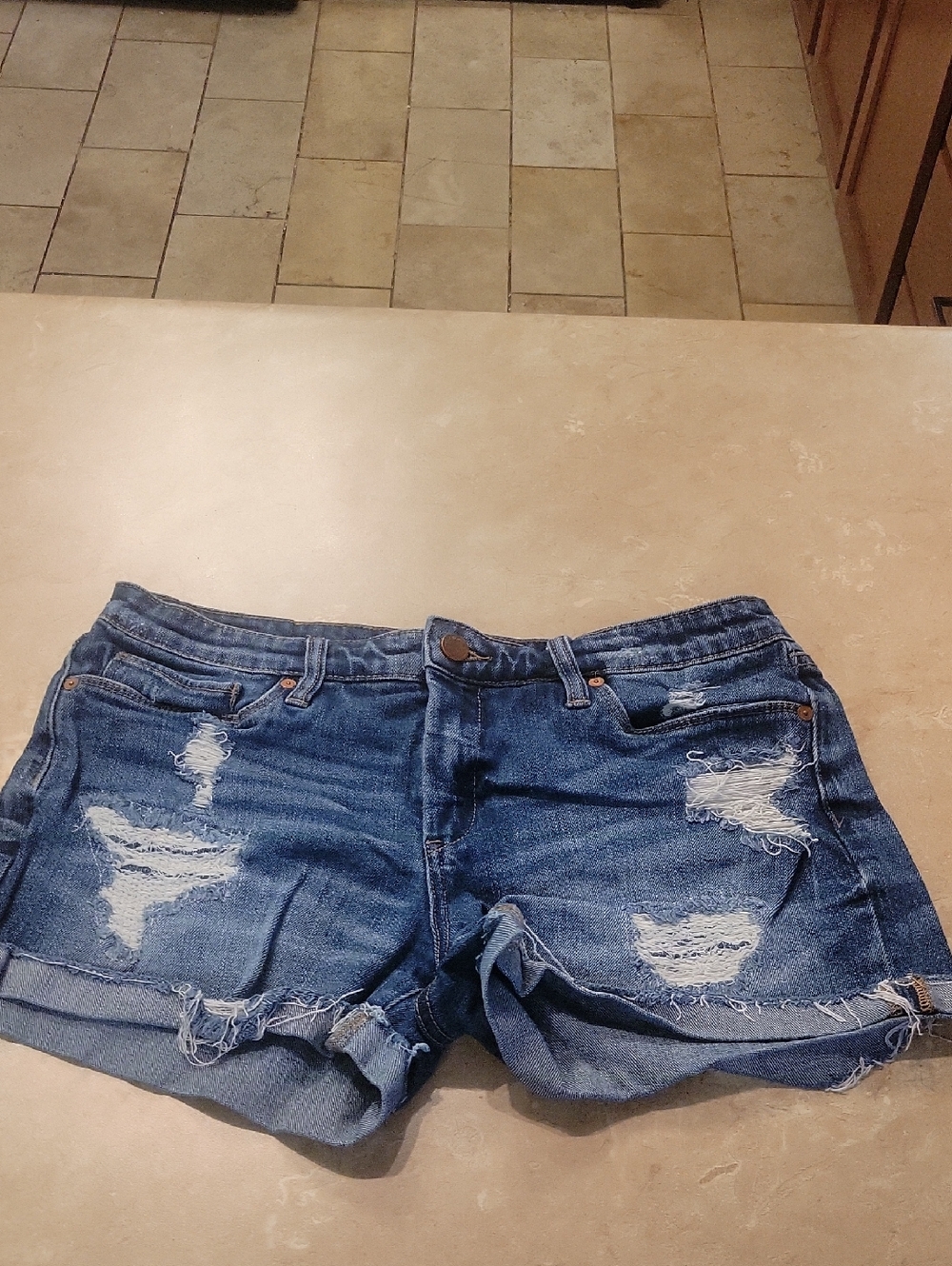 Blank NYC Distressed Denim Jean Shorts - Dark Blue